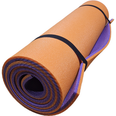 Каремат для йоги и фитнеса 1800х600х12мм, Карпаты, двухслойный, оранжевый/фиолетовый