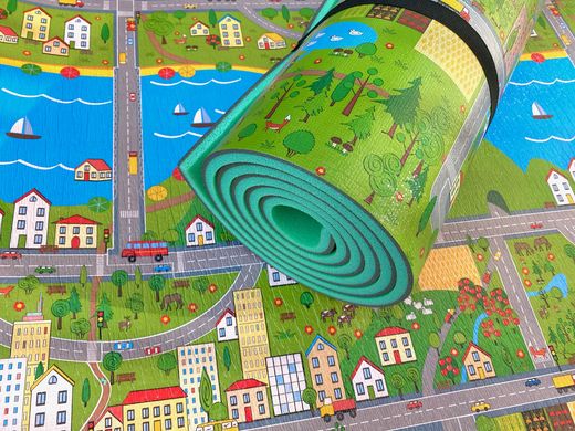 Детский коврик 2000×1200×11мм, «Парковый городок», теплоизоляционный, развивающий, игровой коврик.