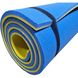 Каремат для йоги и фитнеса 1800х600х16мм, толстый, мягкий, двухслойный коврик, синий/желтый, Турция