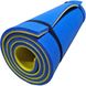 Каремат для йоги та фітнесу 1800х600х16мм, товстий, м'який, двошаровий килимок, синій/жовтий, Туреччина