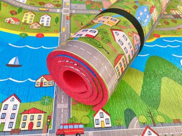 Дитячий килимок 2000×1200×8 мм, «Паркове містечко», теплоізоляційний, розвивальний, ігровий килимок., NEWDAY