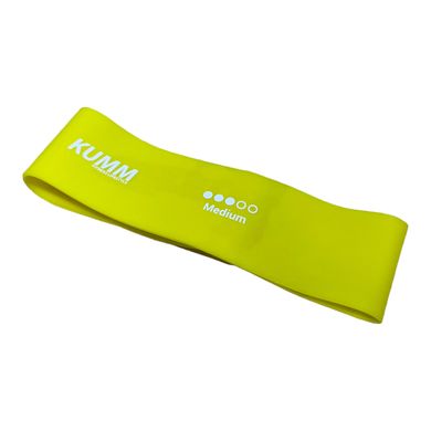 Еластична фітнес стрічка "Kumm" жовта 600*50*0,7мм (Medium), опір 7-9 кг стрічки для вправи