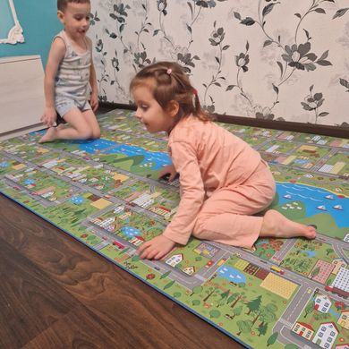 Детский коврик 2000×1200×8мм, «Парковый городок», теплоизоляционный, развивающий, игровой коврик.