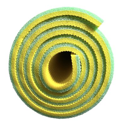 Каремат для йоги 1800×600×10мм, "Фитнес", двухслойный, зеленый/желтый
