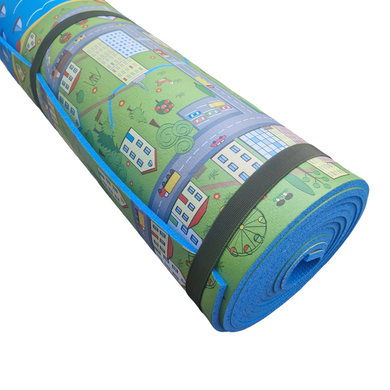 Детский теплый развивающий коврик 5000×1200×8мм «Парковый городок» на пол для ползания игровой коврик