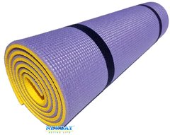 Каремат для йоги 1800×600×10мм, "Фитнес", двухслойный, фиолетовый/желтый