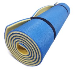 Килимок каремат для йоги та фітнесу 1800×600×8мм, двошаровий, синій/жовтий