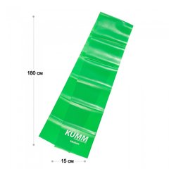 Эластичная лента для фитнеса и Аква аэробики, Kumm, 1800*150*0,45мм, 9 кг, эспандер ленточный, цвет зеленый