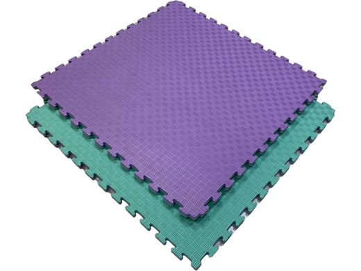 Покрытия для детской комнаты 1000х1000х20мм мат татами ласточкин хвост, даянги, EVA фиолетовый/бирюзовый