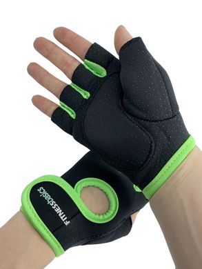 Перчатки для фитнеса размер M, обхват ладони без большого пальца 20 - 22 см, черно - салатовый