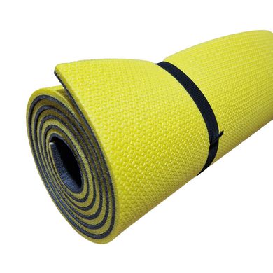 Коврик каремат для йоги и фитнеса 1800×600×8мм, "Спорт", двухслойный, желтый/черный