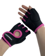 Перчатки для фитнеса размер L, обхват ладони без большого пальца 23 - 24 см, черно - розовые