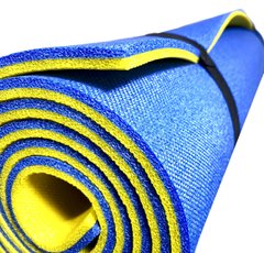 Уцінка - 2 сорт, каремат 1800х600х8мм туристичний килимок у похід двошаровий, синій/жовтий