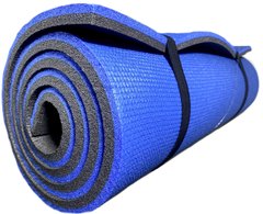 Мягкий прочный каремат для йоги и фитнеса 1800х600х16мм, «Эверест», двухслойный, синий/серый