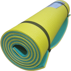 Каремат для йоги и фитенса 1800×600×10мм, “Fitness premium”, двухслойный, Турция, цвет - желтый/бирюзовый