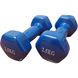 Гантели по 2,5 кг для фитнеса с виниловым покрытием 2 шт, пара, общий вес 5 кг, синие виниловые гантельки