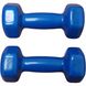 Гантели по 2,5 кг для фитнеса с виниловым покрытием 2 шт, пара, общий вес 5 кг, синие виниловые гантельки