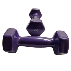 Гантели по 2кг для фитнеса с виниловым покрытием 2шт, 1пара общий вес 4кг фиолетовые