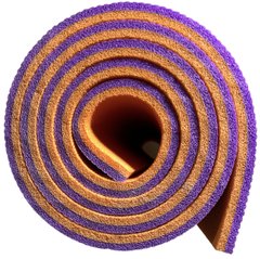 Каремат для йоги и фитнеса 1800х600х12мм, Карпаты, двухслойный, фиолетовый/оранжевый
