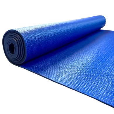 Коврик для спорта прорезиненный нескользящий для йоги, фитнеса, аэробики 1730×610×3мм, PVC, синий