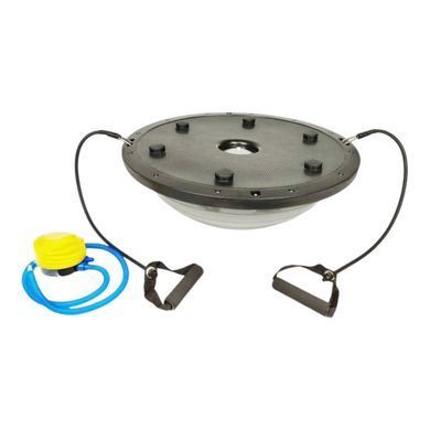 Балансировочная платформа BOSU 60 см серая, полусфера для фитнеса с эспандерами EF-2324