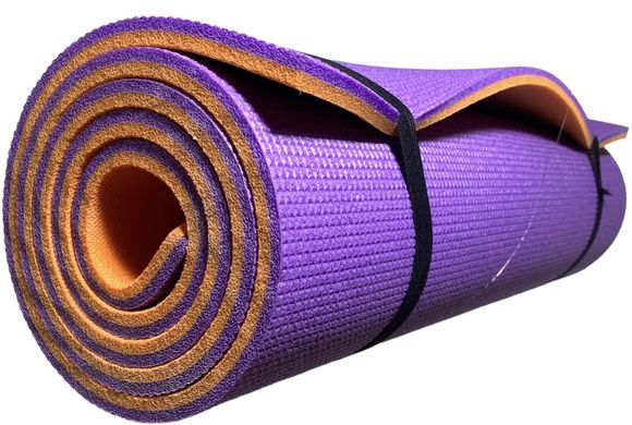 Каремат для йоги та фітнесу 1800х600х12мм, Карпати, двошаровий, фіолетовий/помаранчевий, NEWDAY