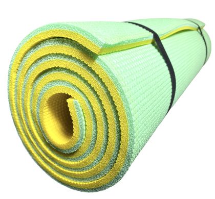 Уцінка - 2 сорт, килимок 1800х600х10мм, зелений/жовтий туристичний двошаровий похідний каремат